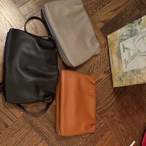 Anthropologie Trio of Black, Gray, and Brown Clutches